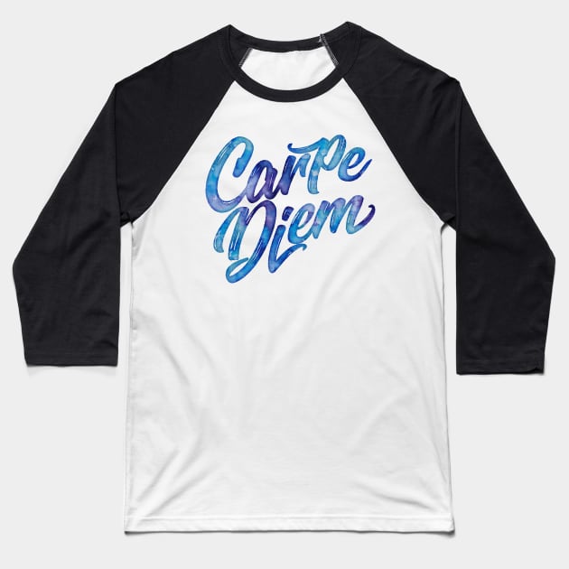 Carpe Diem Watercolor Baseball T-Shirt by FillSwitch